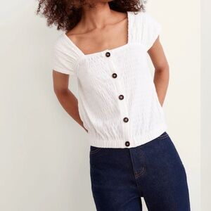 Madewell Crinkle-Knit Button-Front Top - Lighthouse Small